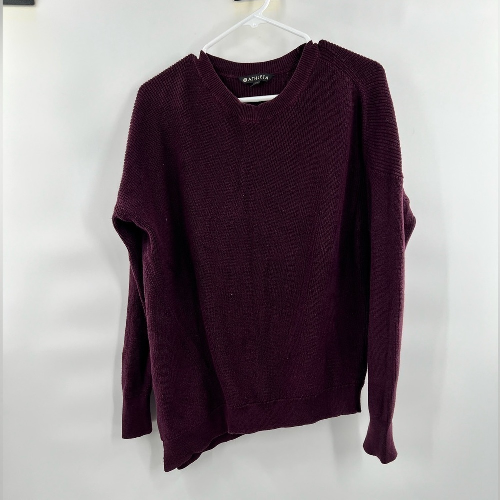 Athleta purple asymmetrical sweater top long sleeve size M